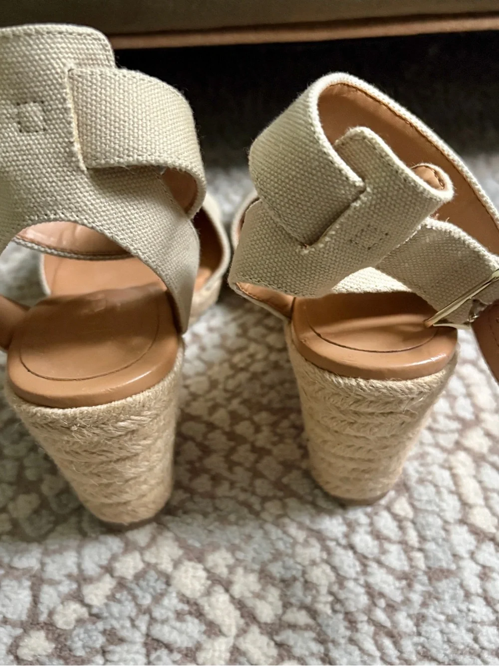 J. Crew Cream Strappy Canvas Espadrille Wedge Sandals